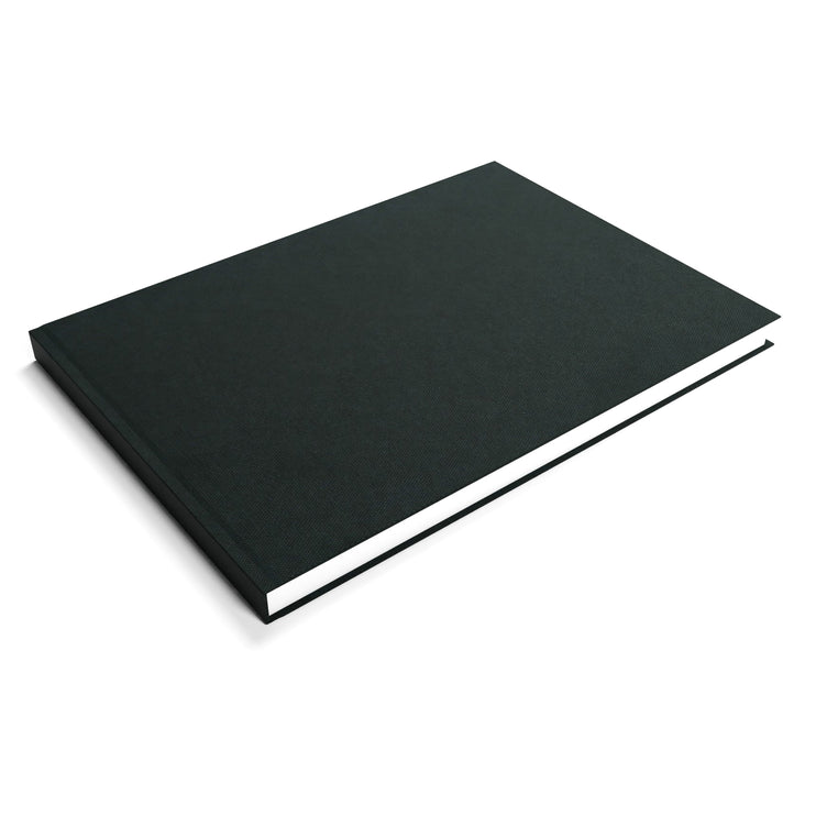A5 Landscape Sketchbook | 140gsm White Cartridge, 46 Leaves | Casebound Black Cover
