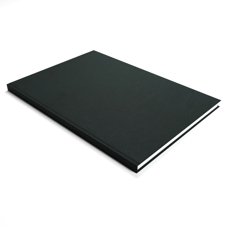 A4 Portrait Sketchbook | 140gsm White Cartridge, 46 Leaves | Casebound Black Cover